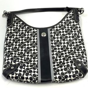 COACH BLACK/WHITE PVC/LEATHER SHOULDER BAG